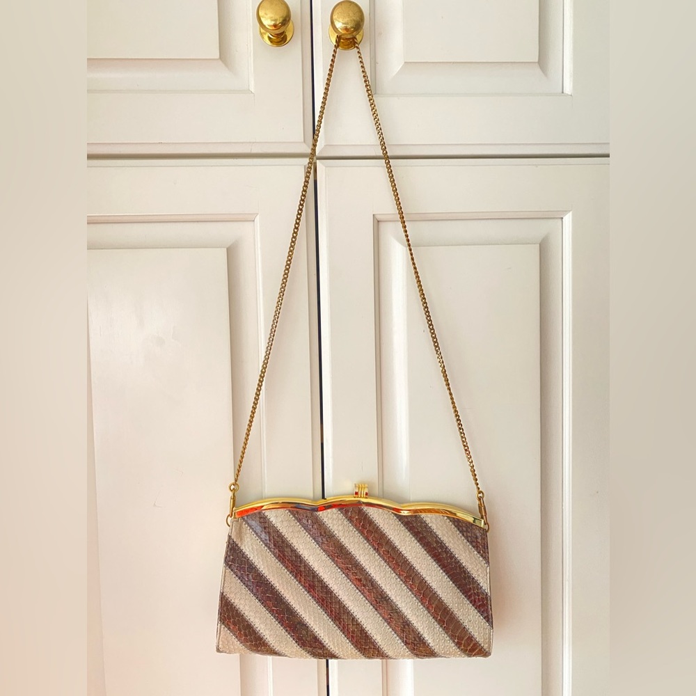 Vintage snakeskin clutch handbag shoulder bag